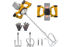 BEKASA Electric Paddle Mixer, Cordless Cement Mixer Compatible with Dewalt 20V Battery, 3200W Max 680 RPM Concrete Mixer with 6 Speed,Concrete Tools for Mixing Plaster, Paint,Mortar, Fodder (No Battery)