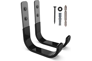 SunVFaFa 10cm Ganchos Pared, Resistentes para Garaje, Ganchos para Colgar Almacenamiento, en J Soporte Herramientas Pared Multiusos, Ganchos para Colgadores para Equipo Deportivo (2 Piezas, 25 kg)