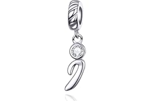 LaMenars Letras Colgantes de Alfabeto A-Z Abalorios Charms Originales Plata de Ley 925 con Circonita Cúbica para Pandora & Europeo Pulseras Brazaletes Collares para Mujer