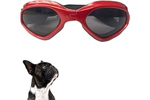 STREEHERJJKEA1 Hunde Sonnenbrille Kleine Hunde Einstellbar Hundebrille Hunde Verstellbarer Riemen Sonnenbrille Hunde Windschutzscheibe Sonnenbrille für Uv Sonnenbrillen Wasserdichter Schutz Outdoor Aktivitäten Rot
