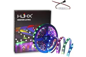 INFUN HJHX Ws2812b LED Streifen, individuell adressierbare led streifen 5V , SMD5050 RGB Magic Color Programmierbar Led Pixel Streifen Flexible Lichterkette… (Schwarzes Pcb, 5M 300LEDs IP30)
