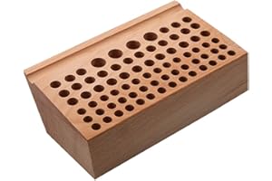 Yardwe DIY Tool Rack Porous Red Beech Tool Bench Stand for Paint Brush Punching Tools(76 Holes)