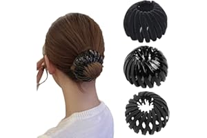 Zeayebsr 3 Stück große Haarspangen, Retro-Vogelnest-Haarspangen, Kunststoff-Krallen-Clips,rutschfeste Haarspangen, dicke Haarspangen, große Haarspangen, Damen, Mädchen, Haarschmuck（Schwarz）
