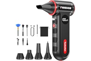 FNNEMGE Elektrische Staubgebläse mit 220000 U/min, 4-Gang Verstellbarer Mini-Lüfter, Schnellladung, mit LED-Licht und Display. Geeignet zur Staubentfernung bei Büros, Autos, im Freien und zu Hause