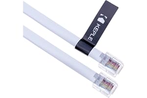Keple RJ12 a RJ12 Cable 0.5m 6P6C Piso de Extensión Teléfono Enchufe Conector Hombre a Hombre Enrutador/Módem Fijo Centralita Datos Alambre RJ-12 RJ 12 (Blanco)