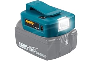 Mellif USB Adapter for Makita 18V ADP05 Battery with LED Work Light & 1 DC 12V 2A Port & USB C PD 18W Charging Ports (Battery NOT Included)
