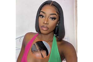 EINBEAUTY Wear and Go Glueless pelucas mujer pelo natural Pre-Cut HD Lace 180% Density Pre Plucked Hairline Glueless BOB Straight Wig Bleacheted Knot Upgraded for Black Women 4×4 For Beginners 10inch