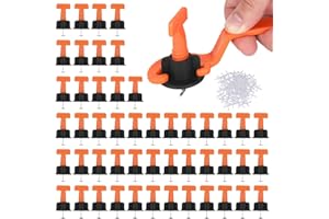 RHINOCEROSDANCE Livellatore per Piastrelle Sistema 451pcs Riutilizzabile, 50 Pezzi Di Livella per Piastrelle + 400 Pezzi Di Distanziatori + 1 Pezzo Di Chiave Inglese, per Costruire Muri Pavimenti