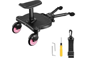 Planche Poussette Universelle,FNRIDS Skate Poussette Universelle, Portable Kiddy Boards,avec Sangle de Suspension,Rotation à 360,Planches à Roulettes pour bébé pour Enfants de 2 à 6 Ans (25kg)