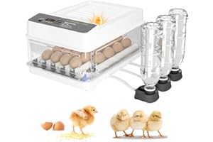 MIOANSER Couveuse Oeuf Automatique, Incubateur Oeuf Automatique 10-36 Oeufs avec Retournement Automatique des Oeufs et Ajout D'eau, Double Alimentation, Contrôle de la Température, Mire Oeuf Integré (24 Oeufs)