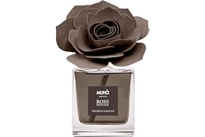 MUHA' | Profumatore per ambienti Rosa Diffuser, Fragranza Vaniglia e Liquirizia, Diffusore Ambiente con Rosa in Legno di Betulla, Formato da 100 ml