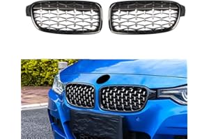 Dasbecan Front Grille Kidney Grill Replacement Compatible with BMW 3 Series F30 F31 F35 2012-2018 Black Frame Silver Net