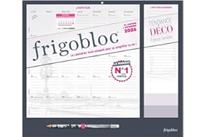 Frigobloc Mensuel 2026 Tendance déco Noir (de janv. à déc. 2026)