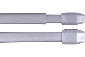 BESTGOODIES Gardinenstange Bistrostange (Silber) als 2er Pack - 2 Vitragestangen ausziehbar (110-150 cm)