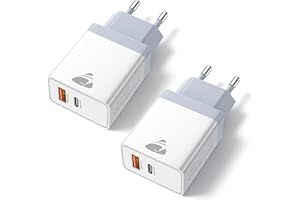 USB C Ladegerät, 2er Pack 2 Ports Mehrfach Ladegerät mit USB-C und USB-A, 20W Schnellladegerät PD 3.0 Power Adapter USBC Netzteil für iPhone 16 15 14 Pro Max 13 12 11,Samsung Handys Stecker Chargers