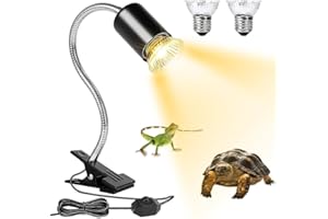 CLIUNT Lámpara para Tortuga, Lámpara de Calor para Tortugas, Luz de Calor para Tortugas, Lámpara de Calor para Reptiles, con 2 bombillas UVA UVB (50 W), para reptiles/lagartos/tortugas (EU 220V)