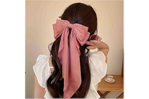 Dervivea Vintage Bogen Haarspange Barrette Große Schleife Bogen Haarspangen Seide Satin Haarspange Clips Lange Rosa Bogen Haarspange Barrettes Französisch Satin Haarspange Dekorative Haarschmuck