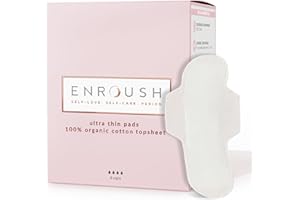 ENROUSH Organic Cotton Pads with Wings | Pure & Toxin-Free| Hypoallergenic- No Irritation & Allergies| Ultra Absorbent - No Stains| Healthy Choice for Your Body- Confort and Protection - 8 pcs Maxi