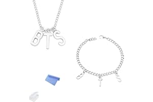 XHBTS Bangtan Boys Army B.T.S. Pendant and Bracelet with Mini Fabric and Mini Box, Stainless Steel, Metal