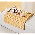 Kssiaz Bamboo Sofa Tray Table for Couch,Couch Arm Tray, Sofa Armrest Tray Table, Anti-Slip Arm Table Clip On Tray Sofa Table, Foldable Couch Cup Holder for Snacks, Phone, Control, Cups, Foldable