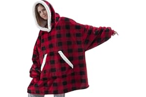 DOUUCO Felpa con Cappuccio Oversize Coperta Indossabile Gigante Sherpa Coperta Pullover Blanket Hoodie Super Confortevole Felp con Coperta Gigante con Cappuccio Anteriore Gigante Tasca Gigante