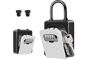 ZHEGE Boite a Clef, Boite a Cle Portable avec Anse Amovible, Boîte à Clé avec Code 4 chiffes, Boite a Clefs Securisee Exterieur pour la Maison, Le Bureau, la Location Airbnb (Gris)