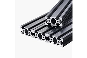 VEVOR Profilés d'Extrusion en Aluminium 2040, Lot de 5, Rail Linéaire Anodisé Norme Européen Rainure en T 1000 mm, Haute Résistance, pour Imprimante 3D, Machine Bricolage CNC, Gravure au Laser, Noir