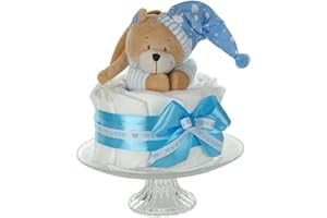 ‎DUBISTDA -WINDELTORTEN- dubistda© Windeltorte Jungen in babyblau BOY | Spieluhr Bär | Geschenk zur Geburt, Babyparty & Taufe