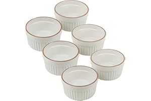 URBN-CHEF Lot de 6 plats de 200 ml ou 290 ml ronds en céramique qui passent au four pour dessert, pudding, crème brûlée (200 ml)