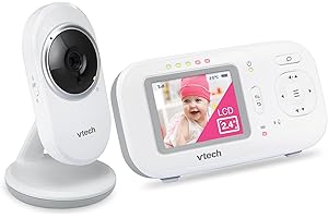 VTech Babyphone mit 2,4-Zoll-Display, Nachtsicht, Zwei-Wege-Kommunikation, Temperatursensor, Geräuschindikator, Reichweite bis zu 300 m, beruhigende Klänge und Schlaflieder, ohne WLAN: VM320