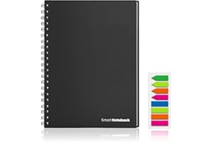 HOMESTEC Cahier de Note Réutilisable Letter A4 - Écrivez à l'Infini - Carnet Numérique Éffaçable et Écologique - 6 Styles de Page - des Marqueurs Adhésifs, Stylo 2pcs et Chiffron Microfibre Inclus