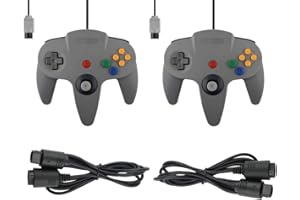 FAIRY TAIL & GLITZER FEE Doppelpack Controller passend für Nintendo 64 N64 Grau mit Verlängerungen Gamepad Joypad
