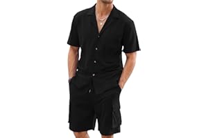 Elainone Men's Shirt Tracksuits Set Short Sleeve Suit 2 Piece Cotton Casual Outfits Jogging Beach Sports Summer for Men M-3XL