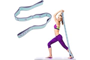 Abeillo Stretching Strap with Loops, Elastic Yoga Straps for Stretching Equipment, Stretch Band for Physical Therapy, Pilates, Yoga, Dance, Gymnastics Exercise and Flexibility