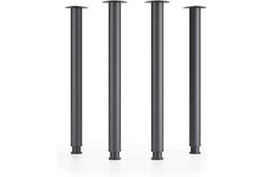 ATM® Pieds de table en métal réglables en hauteur 710 mm + 30 mm - Diamètre : 60 mm - Noir