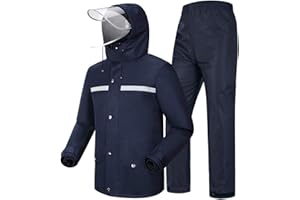 Coutyuyi Men's Rain Suit Waterproof Jacket & Trouser Suit Raincoat Unisex Rain Jacket Outdoor Anti-Storm Hooded Rainwear