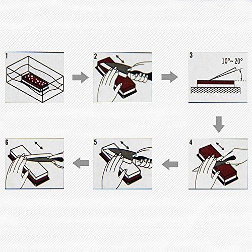 Proster Schleifstein Grit doppelseitiger Messerschärfer Wetzstein Wasserstein Körnung 1000/8000 mit rutschfestem Halter aus Silikon - 7