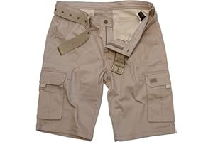 ROCK-IT Apparel Pantalones Cortos de Carga para Hombres con cinturón Bermuda Vintage con 6 Bolsillos para Cerrar Pantalones Cortos de Verano para Hombres - Tallas S-5XL - Muchos Colores