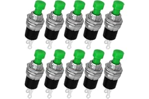 WITTKOWARE Miniatur-Drucktaster, Einbau-Ø 7mm, AUS-(EIN), 1 Schließer-Schaltkontakt, 0,5A/250V~ (10 Stück, Tastenfarbe grün)