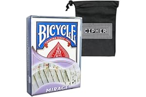 BICYCLE AND CASCADE JUGGLING Bicycle Mirage Deck - Bicycle Magic Trick Deck - Includes Cipher Card Bag (Blue)