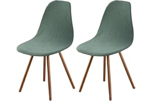 HIGHDI Housse de Chaise Scandinaves Lot de 2, Extensible Housse de Chaise de Salle à Manger, Polaire Vert Universelle Couverture de Chaise sans Accoudoirs pour Décoration de Salon Cuisine Maison