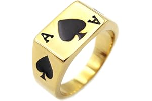 Ayoiow Alliance Homme Inoxydable,Bague Rock Homme Anneau Homme Bague Chevalière Forme As De Pique Taille 54-66.5