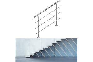 Jiubiaz - Corrimano universale in acciaio inox, 100 cm, adatto ad ambienti interni ed esterni, con 3 barre trasversali, ringhiera per scale