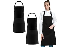 HAGOT Kitchen Apron Adjustable, Women Men Aprons Black, Unisex Aprons with Pocket for Kitchen Cooking Baking BBQ Coffee Restaurant
