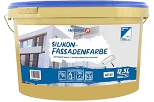 Farbklecks24 Silikon Fassadenfarbe 12,5L (versch. Größen) weiss, wetterbeständig, schmutzabweisend, Außenfarbe