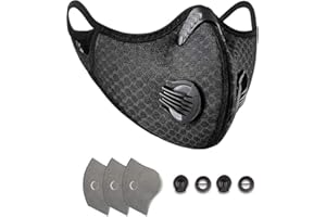 SALIPT Maschera sportiva antivento protezione da polvere, freddo e inquinamento, con filtro, ideale per sci, ciclismo, motociclismo, skateboard e pattinaggio, colore: nero