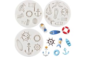 MYPRACS Molde de silicona con diseño de timón de ancla para fondant, velero, salvavidas, caramelos, para decoración de pasteles, decoración de cupcakes, pasta de goma de chocolate, arcilla polimérica,