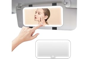 ELIPHONTOWNE Led Car Vanity Mirror with Lights - 3 Color Temperature Sun Visor Vanity Cars-Mirror, Touch Control Rechargeable Cars Rear View Visor Mirrors, Car-Interior Accessories for Women (WHITE)