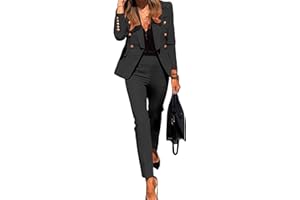 Minetom Tailleur Femme 2 Pièces Elegant Slim Fit Blazer Veste Formel Bureau Travail Pantalon Costumes
