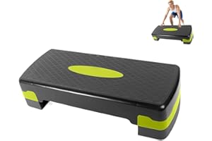 PROBUK Steppbrett für zuhause, Höhenverstellbar (10-15cm) Stepper Fitness, Aerobic Stepper mit Widerstandsbändern, Rutschfest, Fitnessgeräte für zuhause, 68cm
